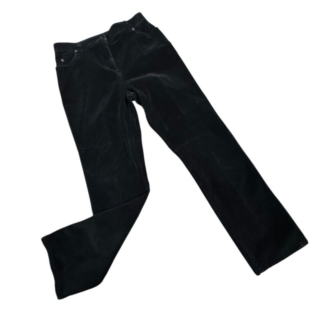 Woolrich Corduroy Black Pants Straight Leg Stretch Cotton Blend Women's Size 6